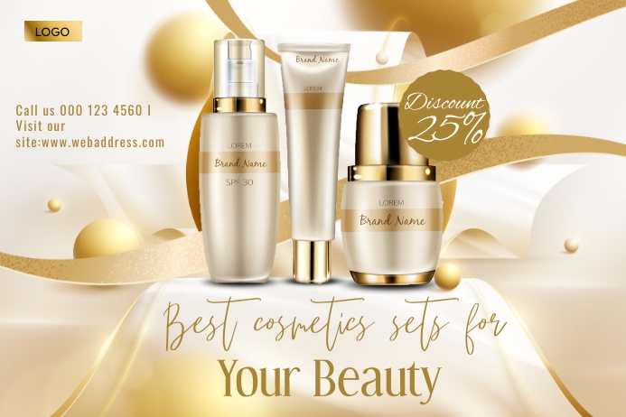 Premium cosmetics packaging design with elegant gold foil details and minimalist aesthetic